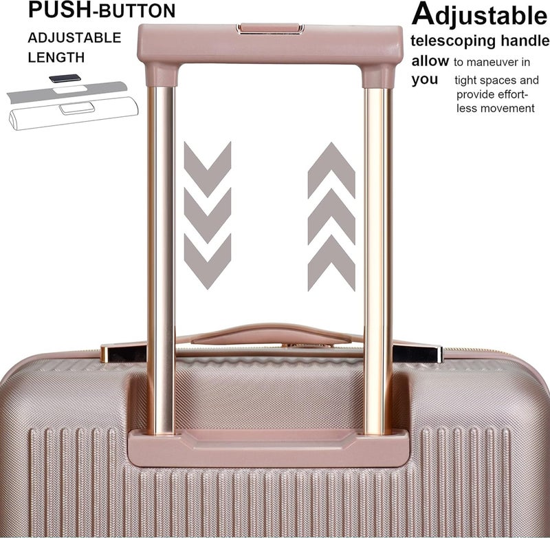 SENATOR Hard Case Large Checked Luggage Trolley For Unisex ABS Lightweight 4 Double Wheeled Suitcase With Built In TSA Type Lock A5123 Rose Gold - Image 4